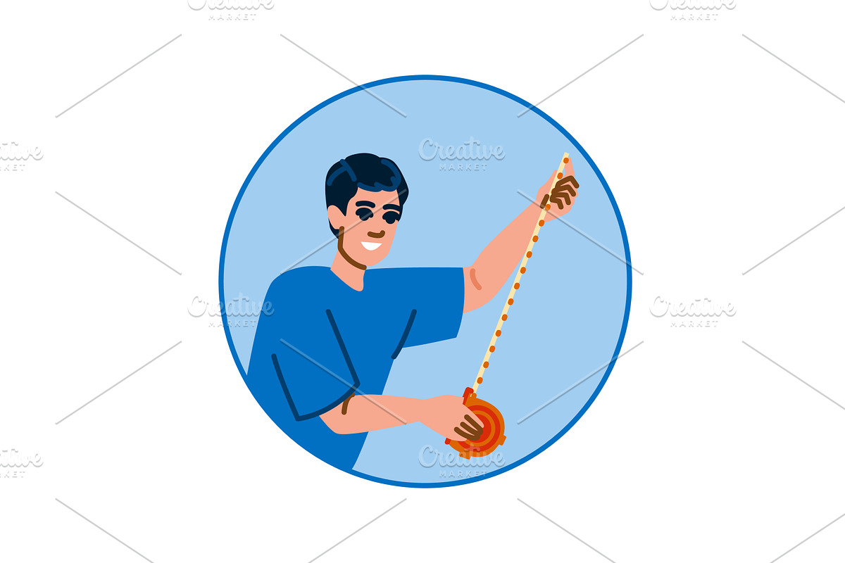 Surveyor measuring length using, an Illustration by pikepicture