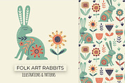 Folk Art Rabbits | 100% hand drawn, an Animal Illustration by Irina Ostapenko (Thumbnail 1 of 7)