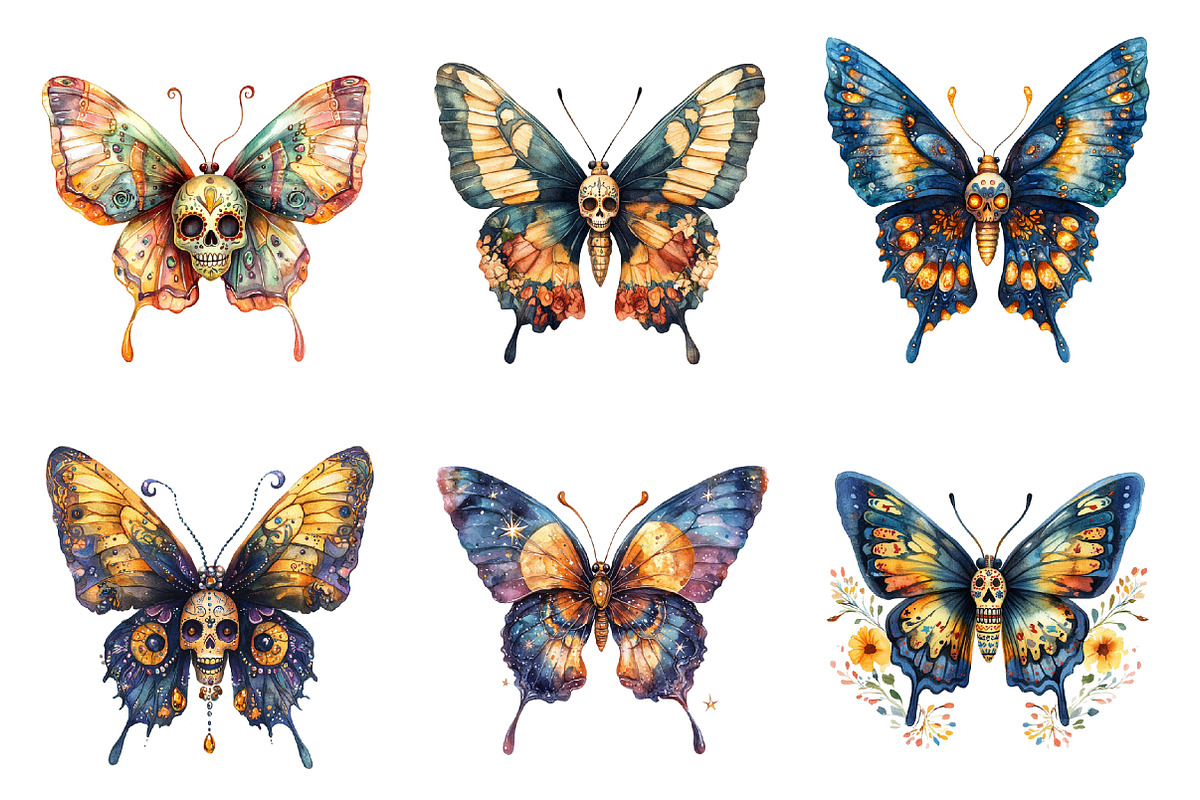Sugar Skull Butterfly PNG, an Illustration by SinaCreation (Photo 2 of 5)