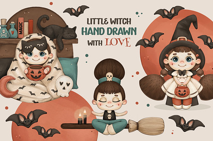 Cute Little Witches – Halloween PNG