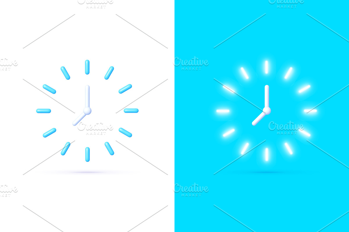 Clock Neon 3D Vector Icon, an Object Illustration by Soifer Design