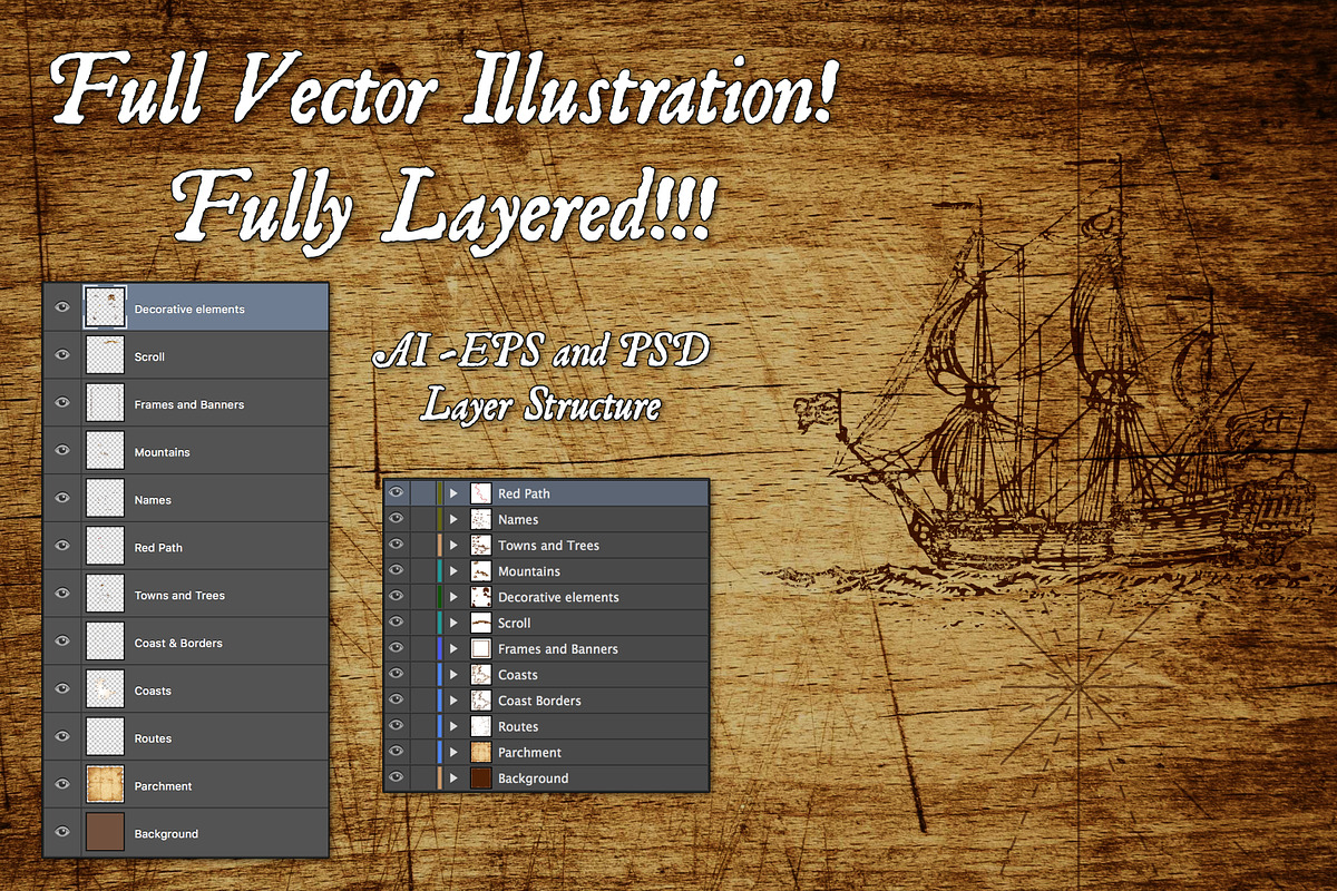 Vector Pirate Treasure Map, an Illustration by Pingebat (Photo 3 of 4)