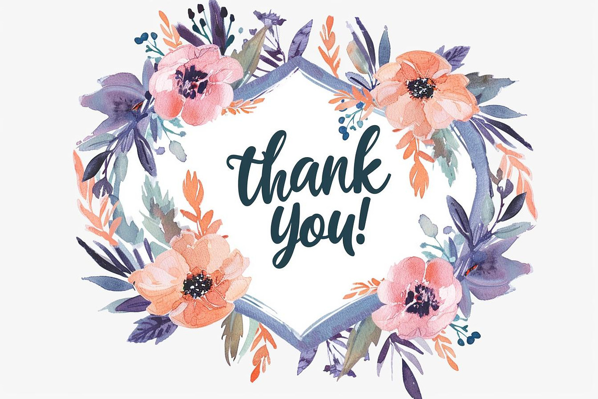 Watercolor Floral Thank You Cards, an Illustration by BIPLOB EXPERT (Photo 11 of 13)