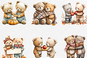 Fall Teddy Bears Couple Clipart, an Illustration by Black Bird Studio (Thumbnail 3 of 6)