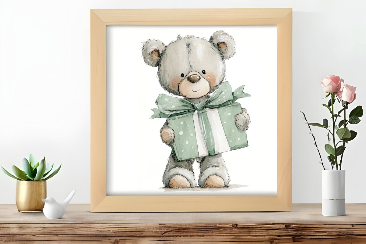 Watercolor Teddy Bear Clipart, an Illustration by DreamCafeArt (Photo 6 of 8)