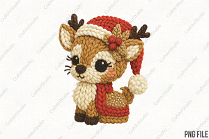 Christmas Reindeer Crochet PNG, an Illustration by CraftArtStudio