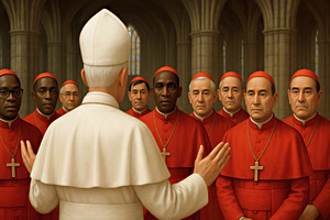Illustration of the Pope speaking, a Person Photo by angellodeco