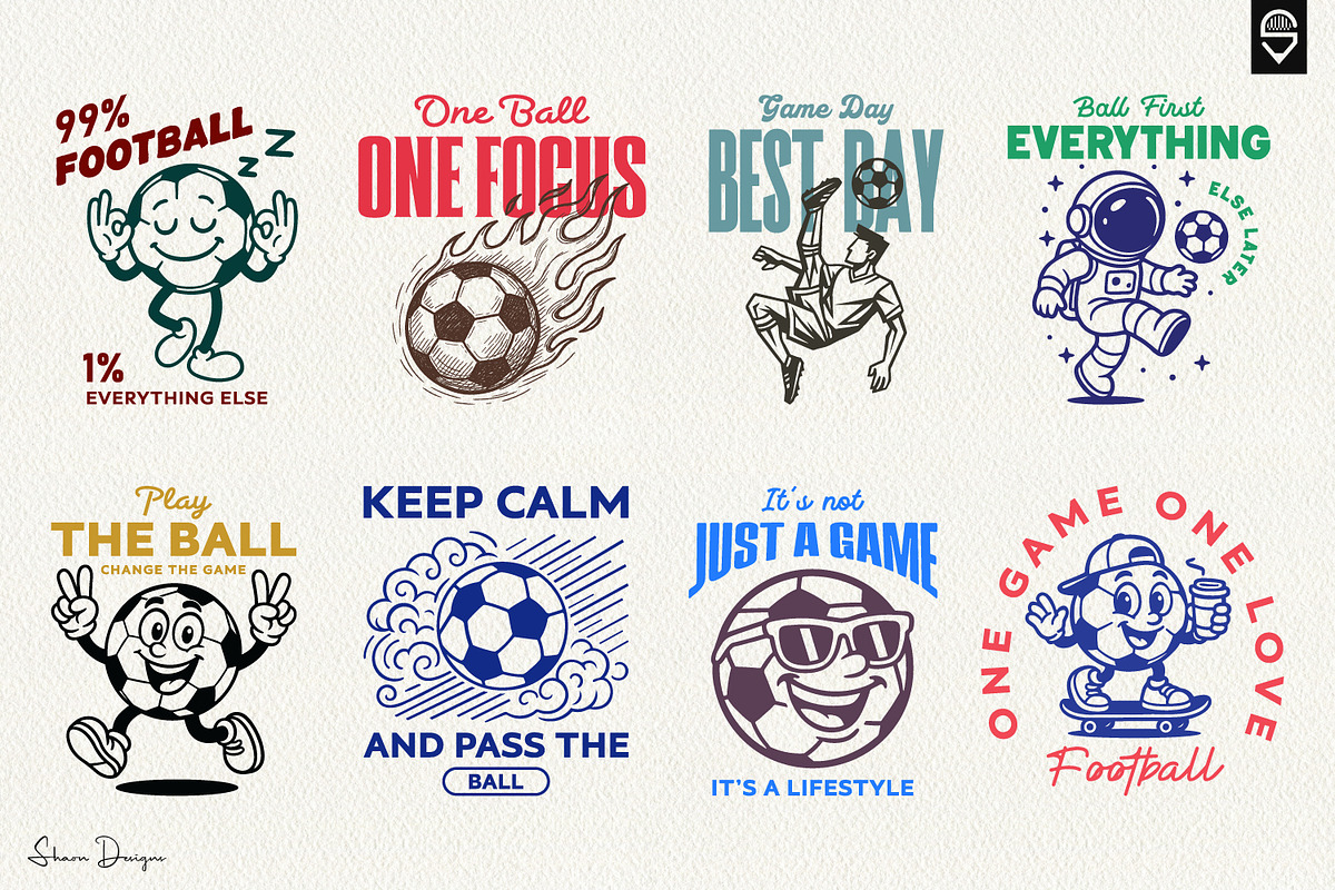Soccer Ball Character T-Shirt Bundle, a Sport Illustration by shaondesigns (Photo 2 of 10)