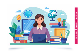 Student Studying Online, an Illustration by Tanuart