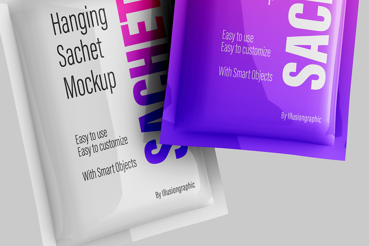 Pouch Sachet with Hang Hole Mockup, a Packaging Mockup by Illusiongraphic (Photo 16 of 22)