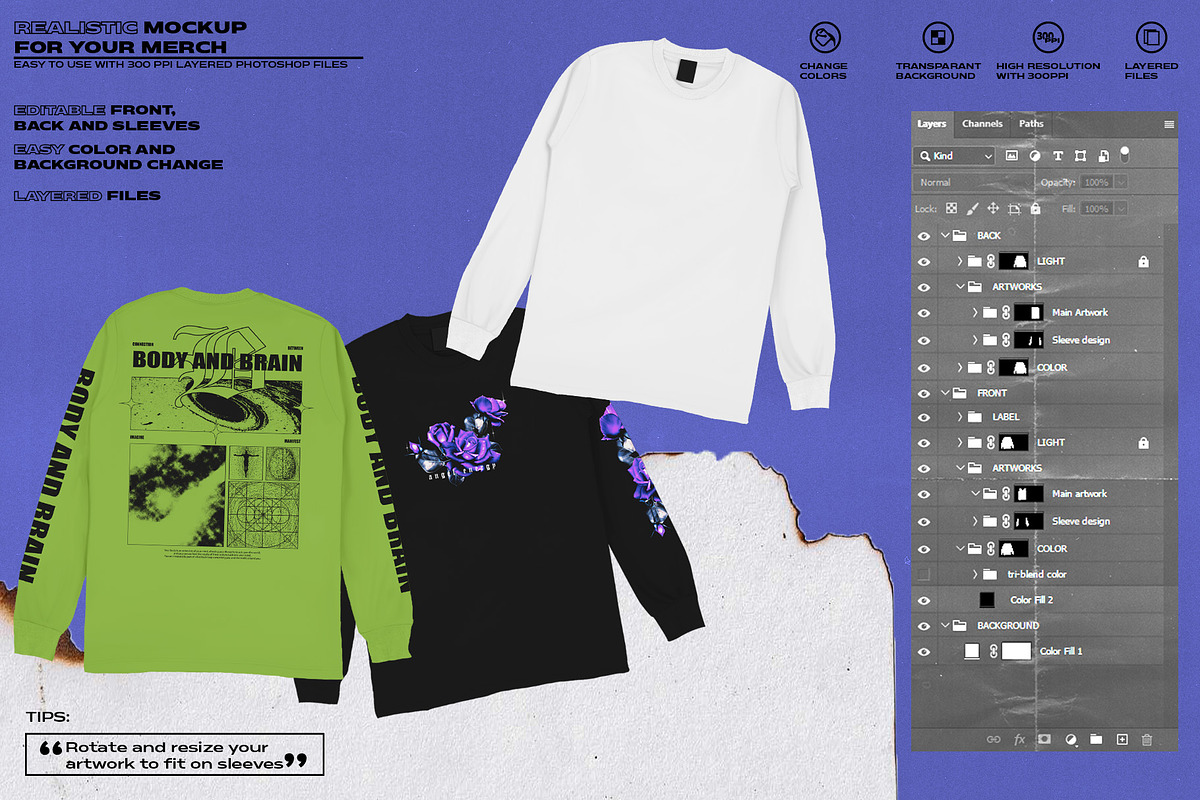 REGULAR LONGSLEEVES MOCKUP, a Merchandise Mockup by Easybandits (Photo 3 of 3)