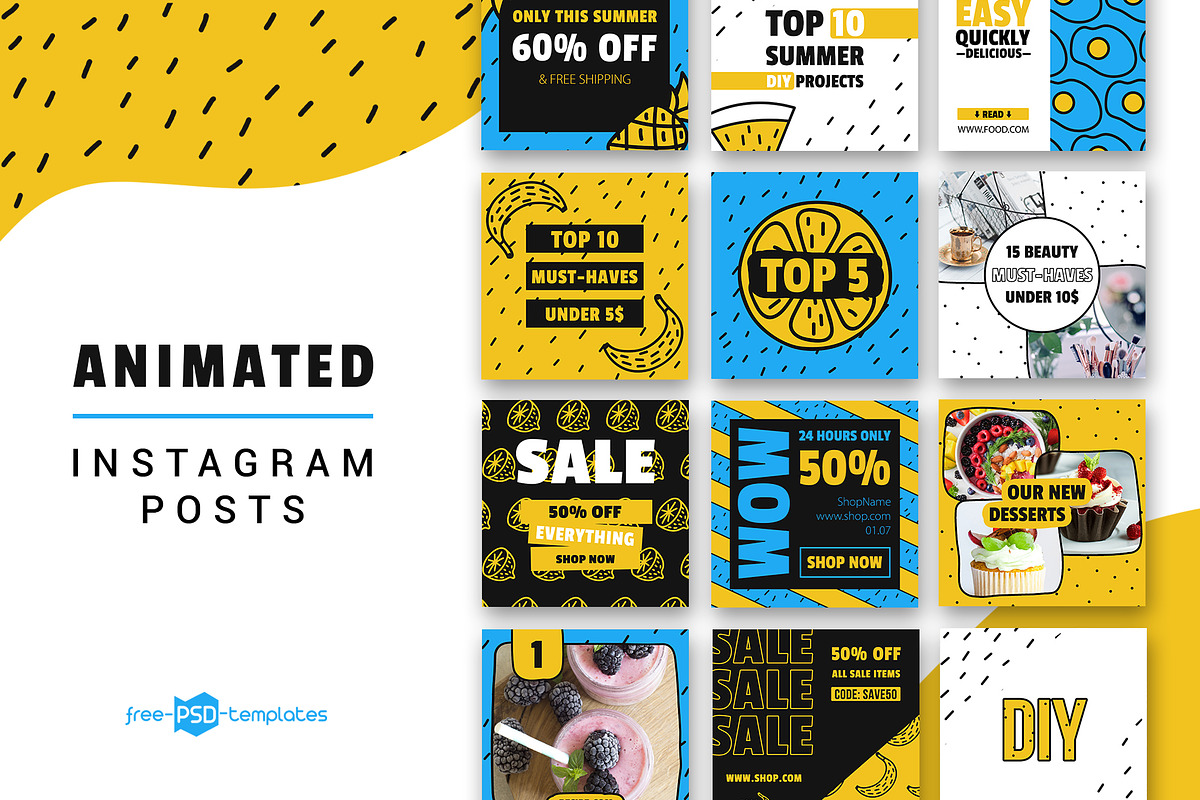 10 Animated Instagram Posts, a Social Media Template by Free-PSD-Templates (Photo 1 of 7)