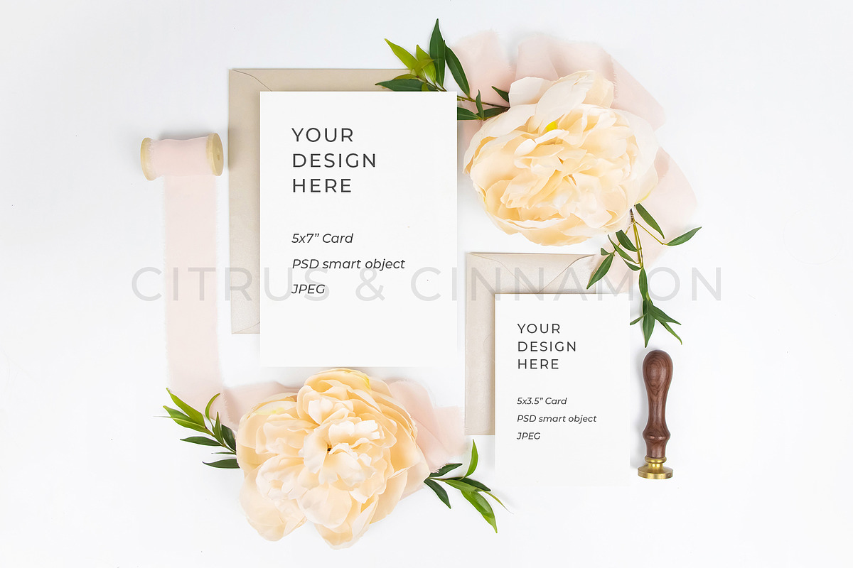 Wedding Invitation RSVP Mockup 1470, a Print Template by Citrus and Cinnamon