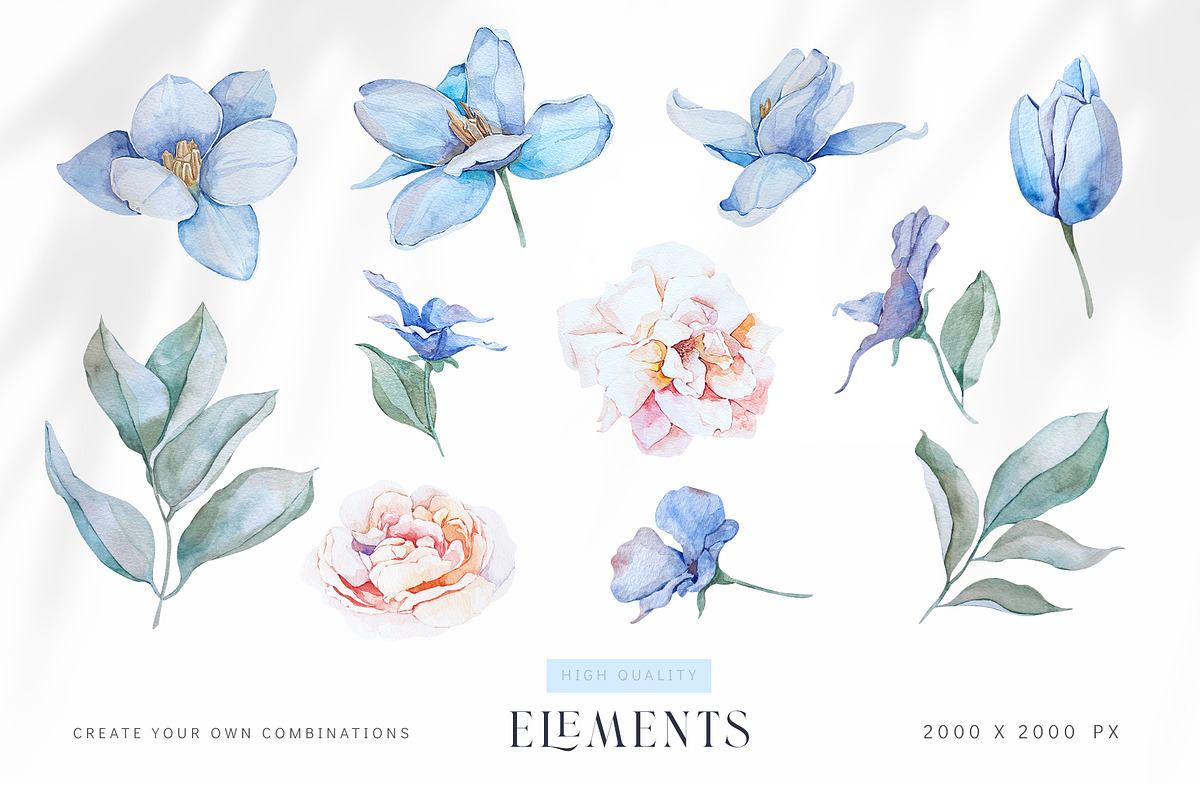Watercolor clipart Navy tulips, a Decorative Illustration by MariGraphic boutique (Photo 2 of 9)