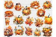 Watercolor Autumn Clipart PNG, a Food Illustration by GlamArtZhanna (Thumbnail 5 of 5)