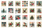 Vintage Christmas Stamps Png Bundle, an Illustration by SinaCreation (Thumbnail 2 of 7)