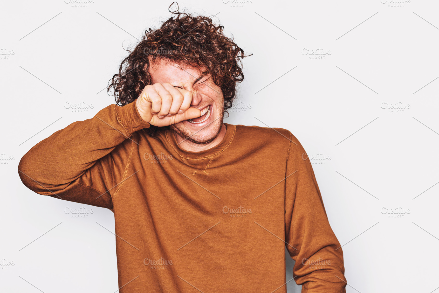 Studio shot of handsome freckled pos, a Person Photo by yuricazac