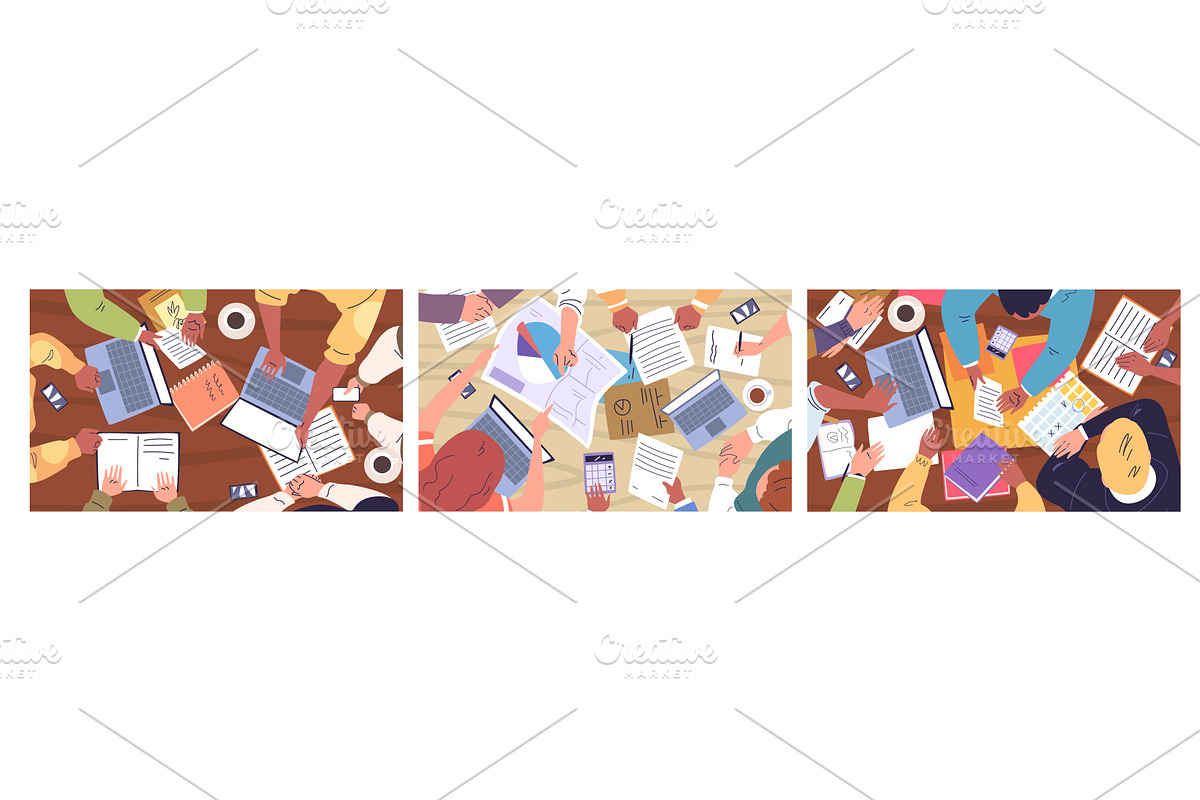 Business desk top view. Office work, a Person Illustration by Stock-Smart-Start