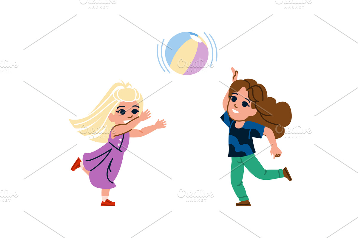 Two girls playing with inflatable, a Sport Illustration by pikepicture