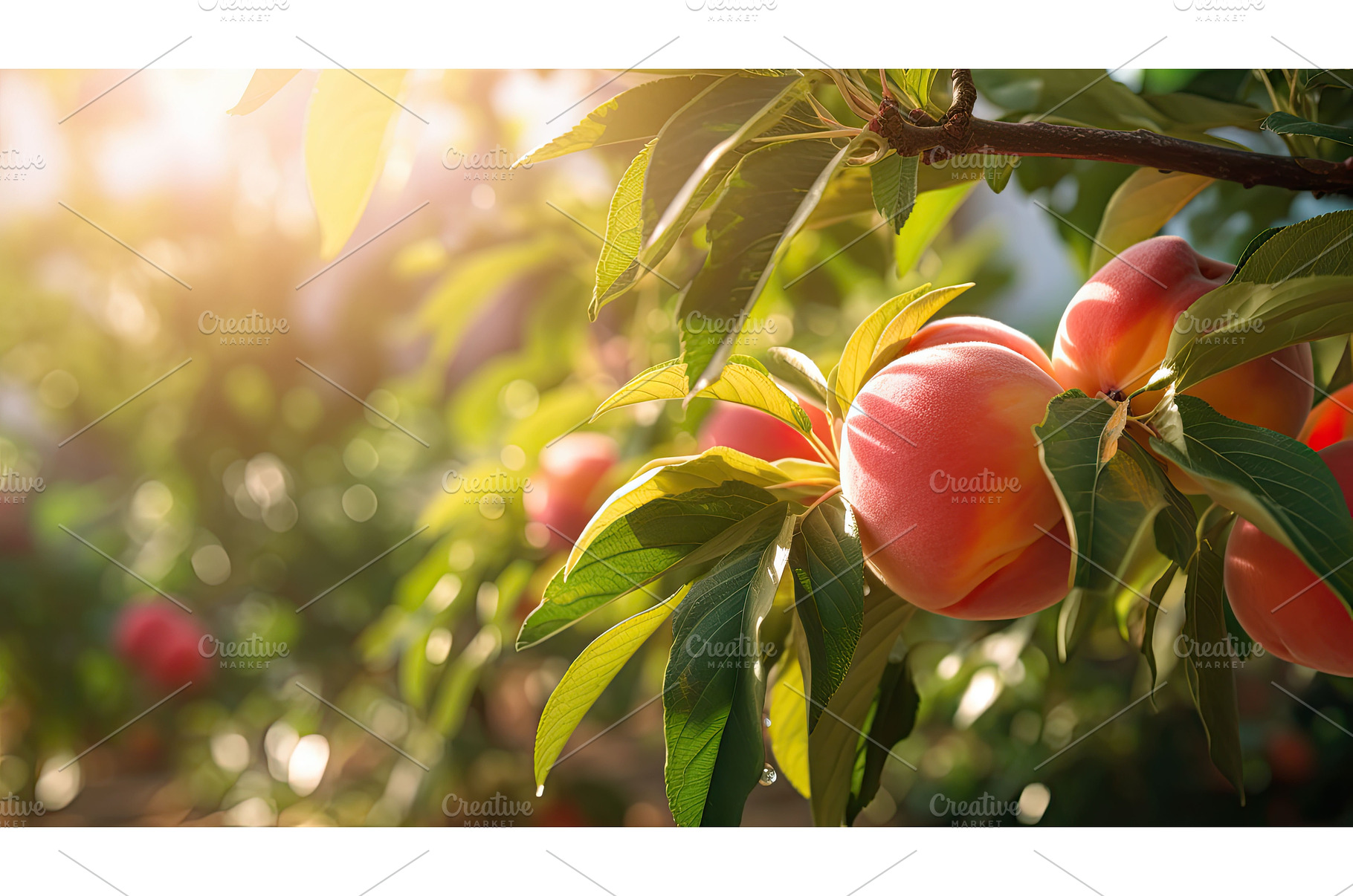 green whole peach fruit ai generated, a Nature Photo by pikepicture