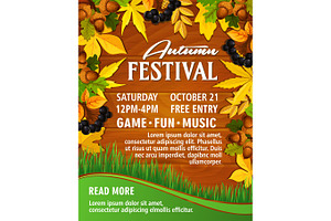 Autumn Picnic Music Party Festival Vector Poster