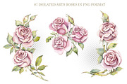 Watercolor Pink Roses, a Decorative Illustration by Budogoshch (Thumbnail 3 of 5)
