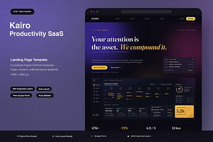 Productivity SaaS Landing Page, an UI Kit Template by Pitchlook.Studio