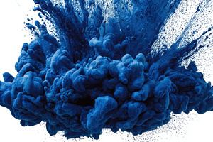 Blue Ink Exploding in Water Abstract, a Photo by Pixeness Studio