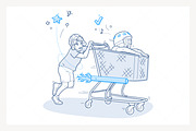 Children Playing with Shopping Cart, a Graphic by PixelBender (Thumbnail 1 of 5)