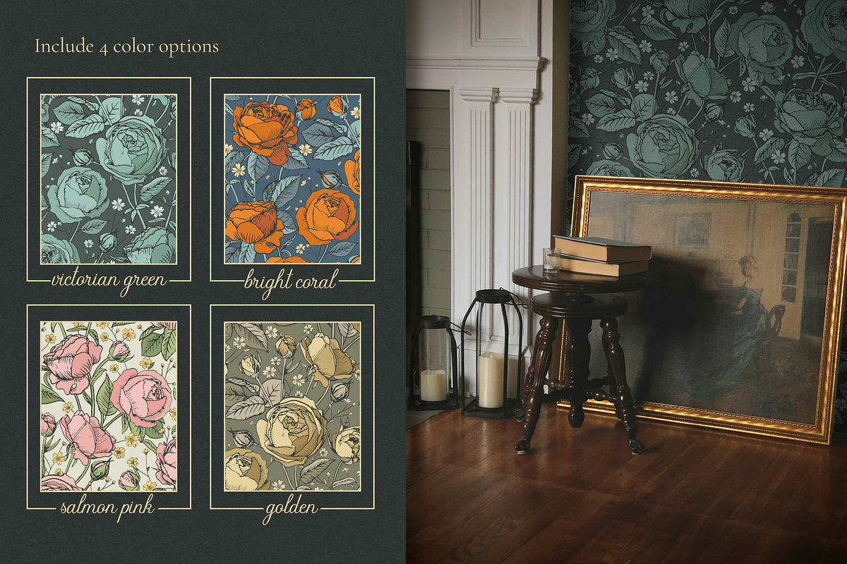 Victorian Garden Roses Pattern, a Pattern Graphic by PenguinArtStudio (Photo 3 of 7)