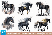 Watercolor Night Unicorn Clipart Bun, an Object Graphic by Regulrcrative (Thumbnail 1 of 7)