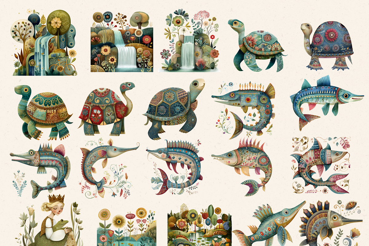 MY FOLK ART POND CLIPART PACK, an Animal Illustration by Daring Digies (Photo 2 of 8)