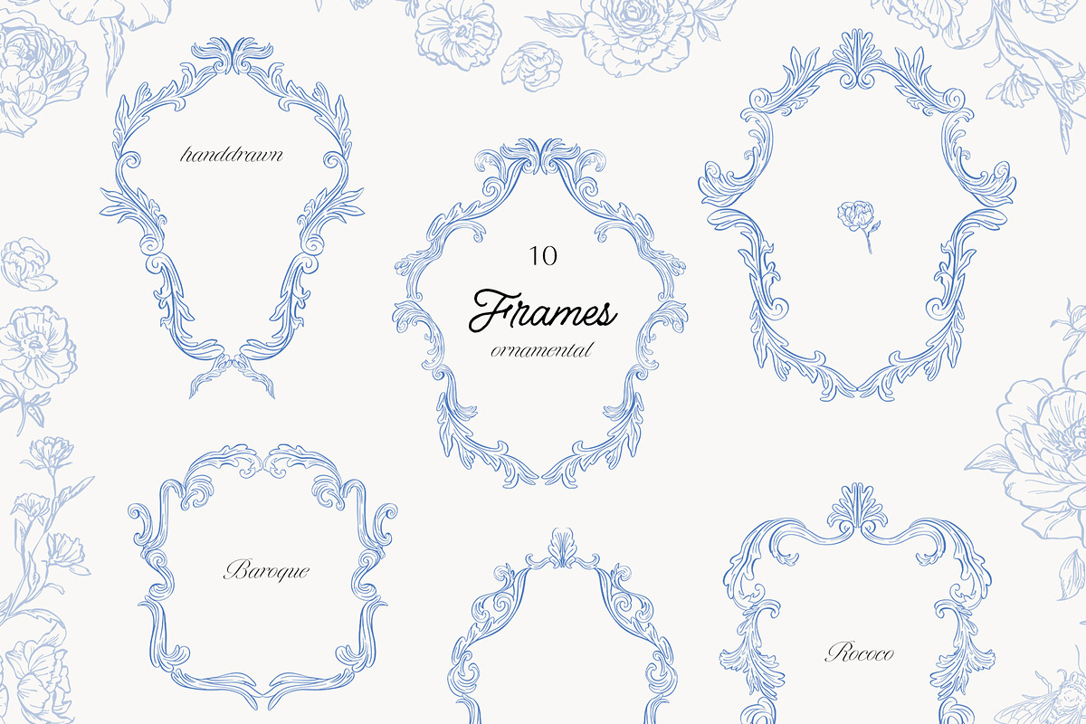 Azure Baroque LineArt, a Decorative Illustration by SunnyAfternoons (Photo 10 of 15)