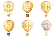 Pastel Hot Air Balloons Clipart, an Illustration by DreamArtGraphic (Thumbnail 5 of 5)