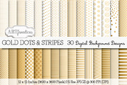 GOLD DOTS & STRIPES, a Pattern Graphic by Artfanaticus (Thumbnail 1 of 3)