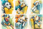 Watercolor Dogs on the Couch, an Animal Illustration by PrintHaven Designs (Thumbnail 7 of 10)