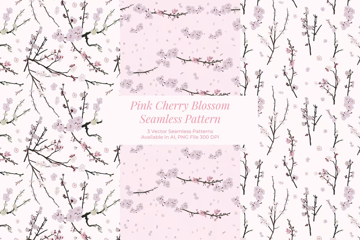 Pink Cherry Blossom Seamless Pattern, a Pattern Graphic by FDR Studio (Photo 2 of 3)