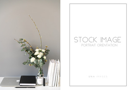 Desktop scene with macbook stock photo containing macbook and screen, a Business Photo by Una Matison