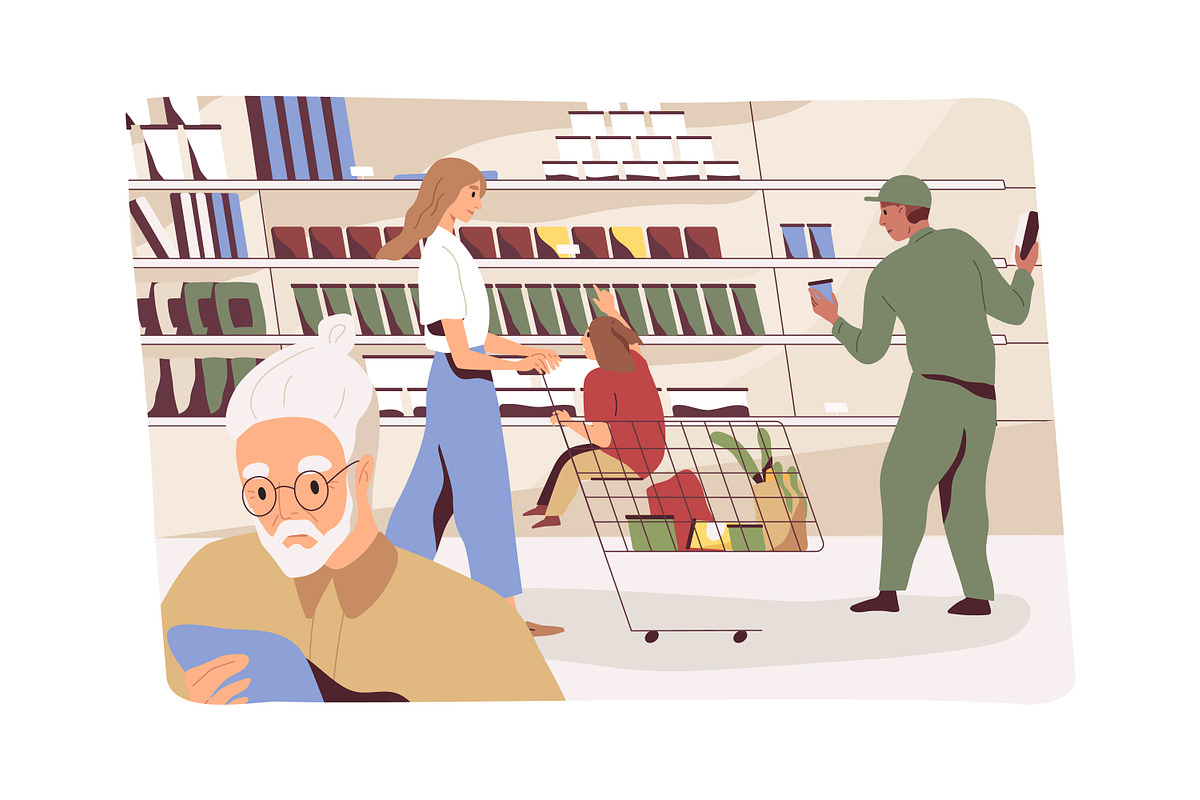 People choose food, supermarket set, a Food Illustration by Good Studio (Photo 2 of 9)