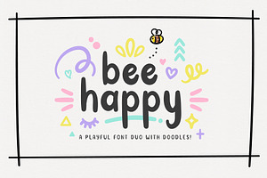 BeeHappy Font Duo with Doodles