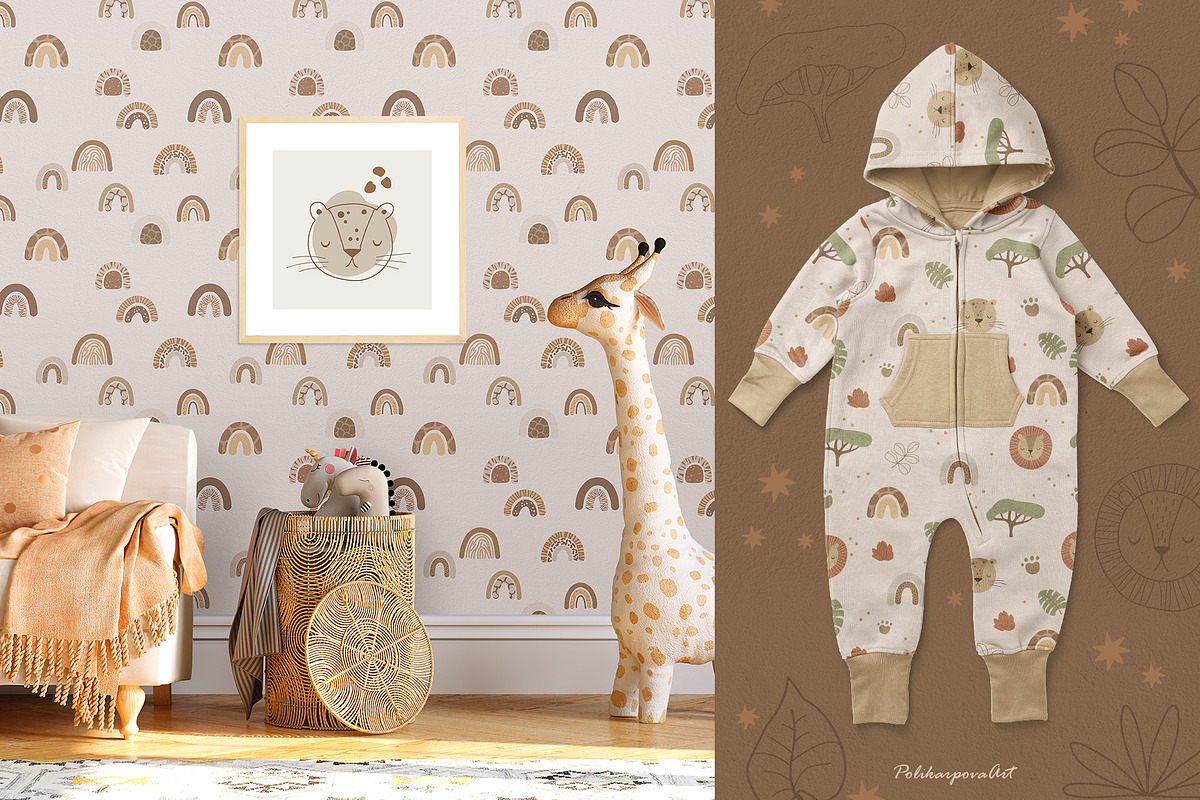 SAFARI ANIMALS clipart and patterns, an Animal Illustration by polikarpovaart (Photo 8 of 12)