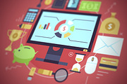 Financial Flat Workplaces, a Finance Illustration by painterr (Thumbnail 1 of 5)