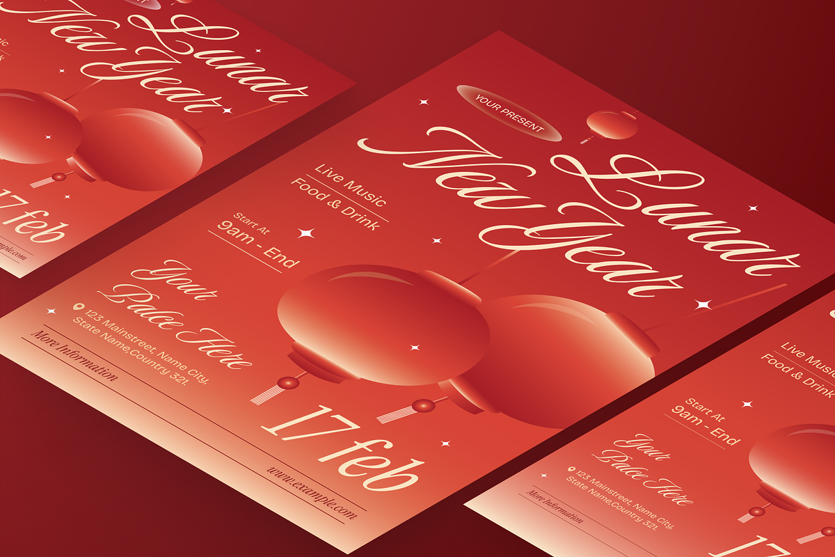 Gradient Lunar New Year Flyer Set, a Flyer Template by Annora Studio (Photo 6 of 6)