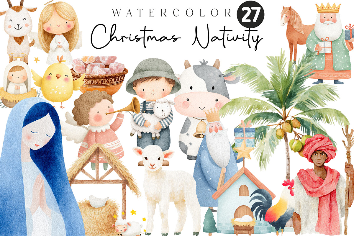 Christmas nativity clip art cute ani, an Illustration by CreationArt (Photo 1 of 5)