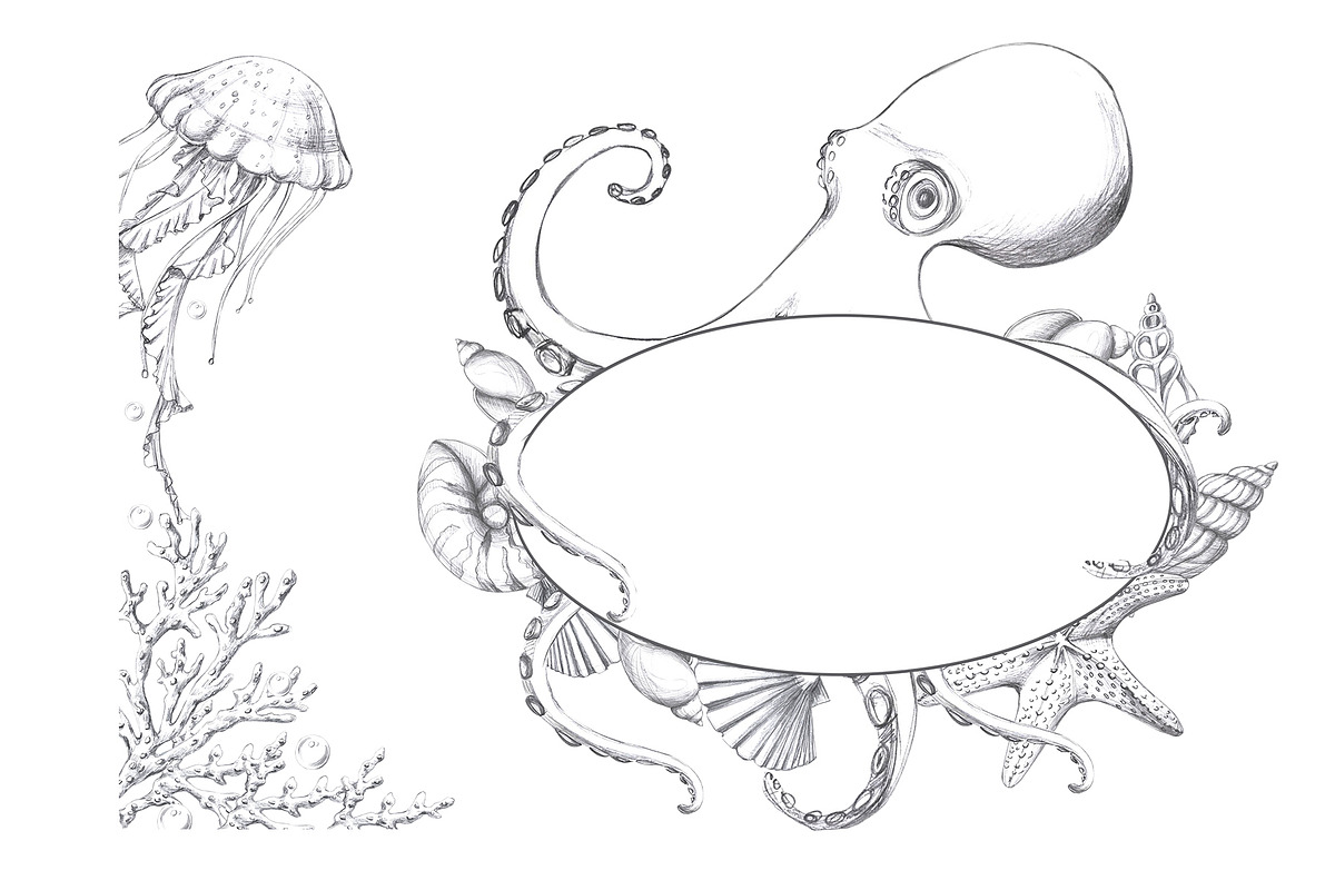 Underwater world, pencil graphics, an Animal Illustration by SvetLana (Photo 9 of 15)