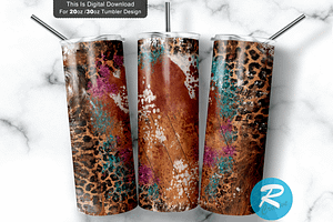 Leopard Cowhide Glitter Tumbler