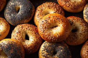 Freshly baked bagels with assorted, a Photo by Pavel_design