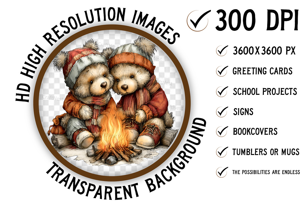 Cute Winter Bear Couple Clipart, an Illustration by Craft Nest (Photo 9 of 9)