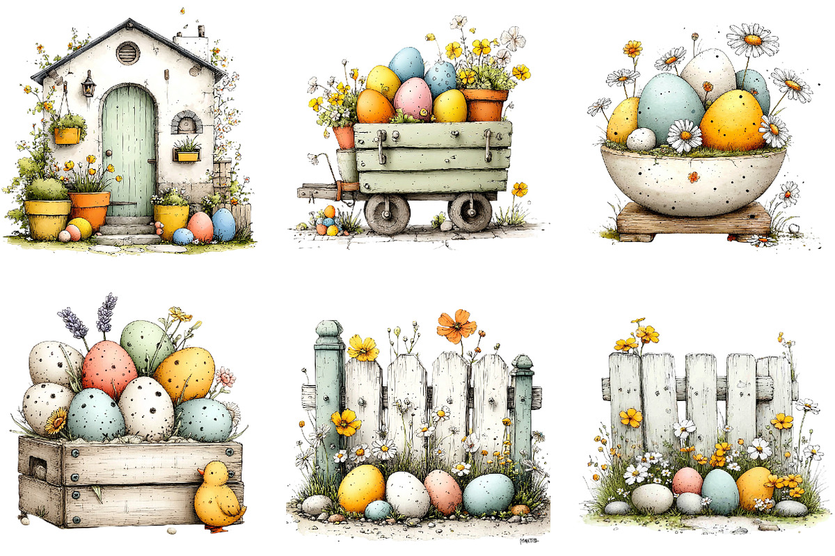 Farmhouse Easter Clipart, an Illustration by Sublimation Artist (Photo 3 of 7)
