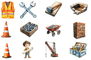 Cute Construction Watercolor Clipart, an Illustration by Designworld (Thumbnail 2 of 6)